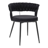 Scaun Alkia din catifea, neagra, 60x57x68 cm