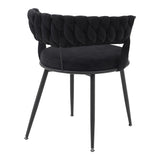 Scaun Alkia din catifea, neagra, 60x57x68 cm