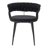 Scaun Alkia din catifea, neagra, 60x57x68 cm