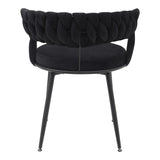 Scaun Alkia din catifea, neagra, 60x57x68 cm