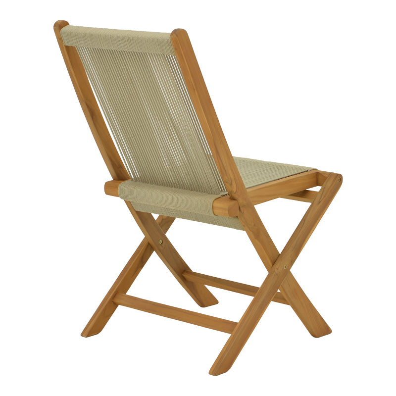 Scaun Banou pliabil lemn de tec si frânghie, neagra, 52x58x88 cm, imagine suplimentara