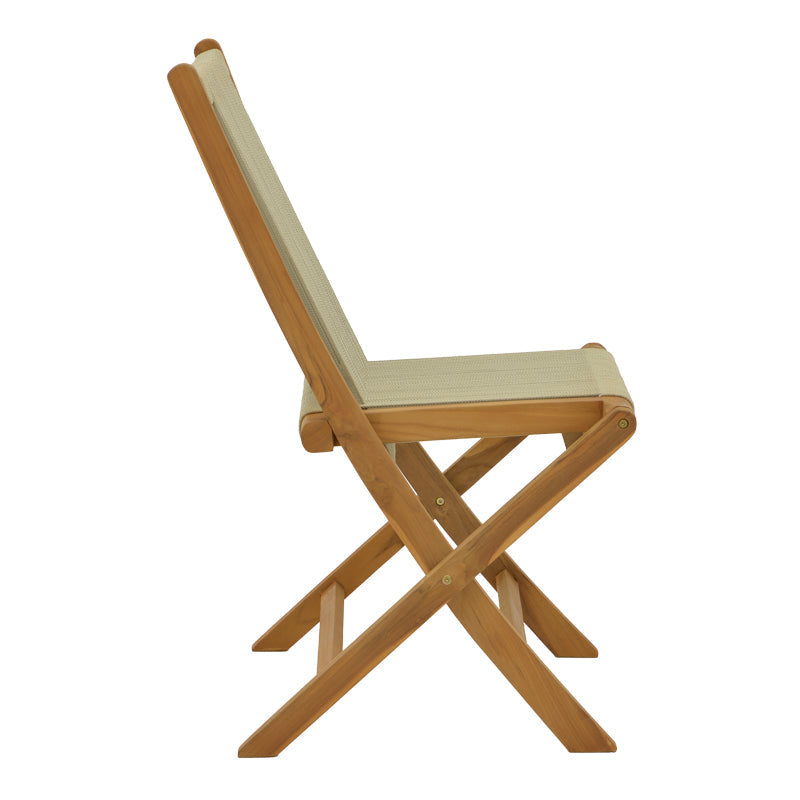 Scaun Banou pliabil lemn de tec si frânghie, neagra, 52x58x88 cm