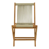 Scaun Banou pliabil lemn de tec si frânghie, neagra, 52x58x88 cm