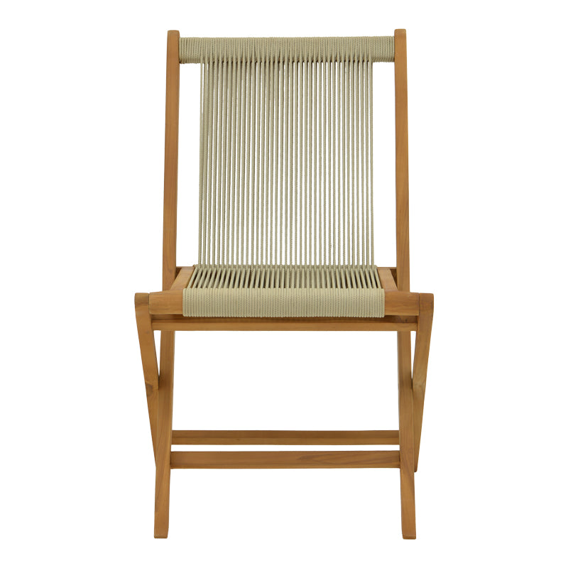 Scaun Banou pliabil lemn de tec si frânghie, neagra, 52x58x88 cm, perspectiva suplimentara