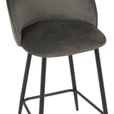 Scaun bar cu funcție ajustabilă Perch, Metal & Catifea, Negru - Antracit, 50x43x99 cm