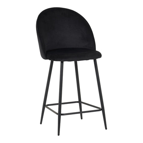 Scaun bar cu funcție reglabilă Perch, Catifea, Metal, Crem - Negru, 50x43x99 cm