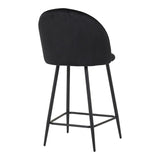 Scaun bar cu funcție reglabilă Perch, Catifea, Metal, Crem - Negru, 50x43x99 cm - Negru