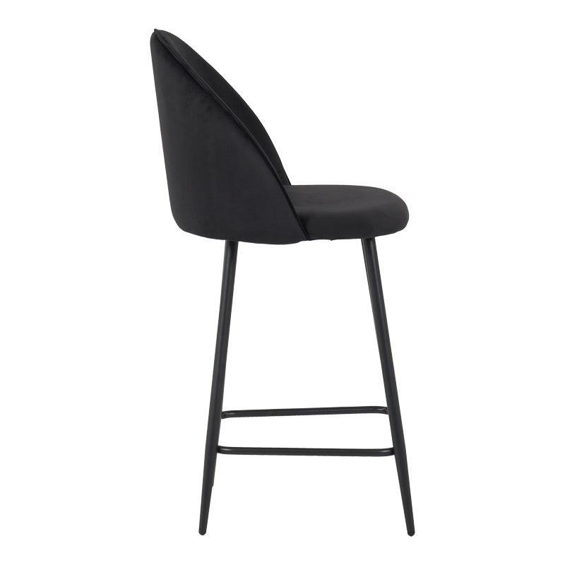 Scaun bar cu funcție reglabilă Perch, Catifea, Metal, Crem - Negru, 50x43x99 cm - Negru