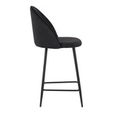 Scaun bar cu funcție reglabilă Perch, Catifea, Metal, Crem - Negru, 50x43x99 cm - Negru