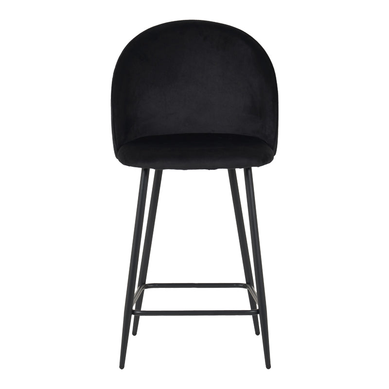 Scaun bar cu funcție reglabilă Perch, Catifea, Metal, Crem - Negru, 50x43x99 cm - Negru