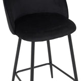 Scaun bar cu funcție reglabilă Perch, Catifea, Metal, Crem - Negru, 50x43x99 cm - Negru