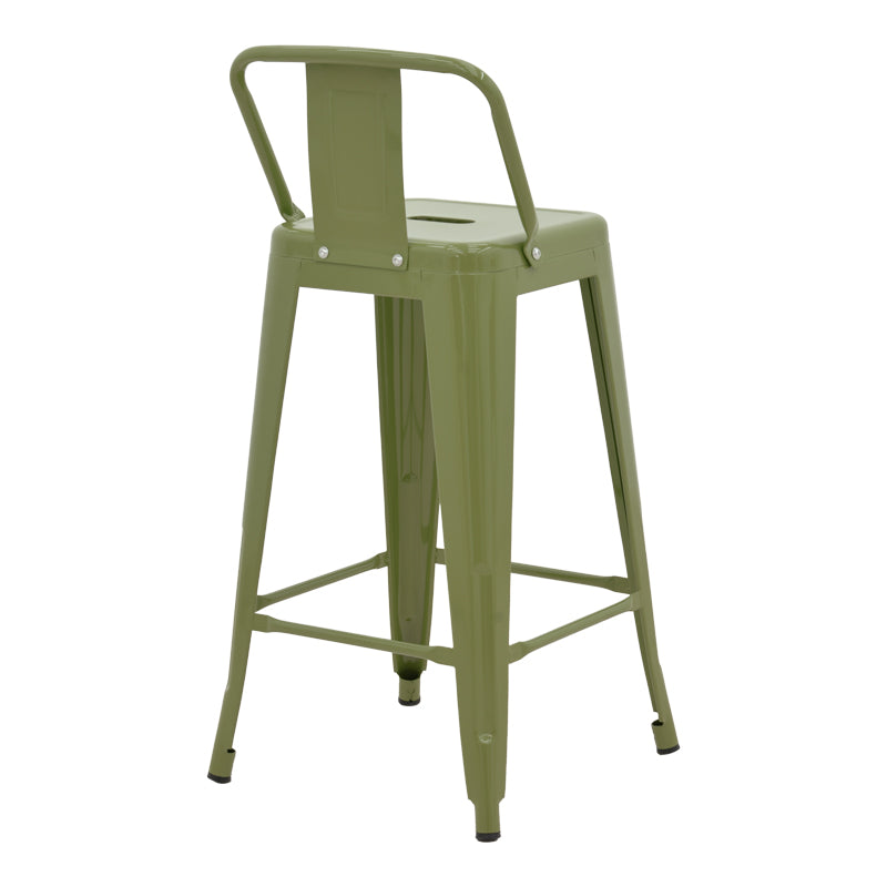 Scaun bar cu spătar Utopia, metal, olive, 42x42x86 cm