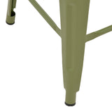 Scaun bar cu spătar Utopia, metal, olive, 42x42x86 cm