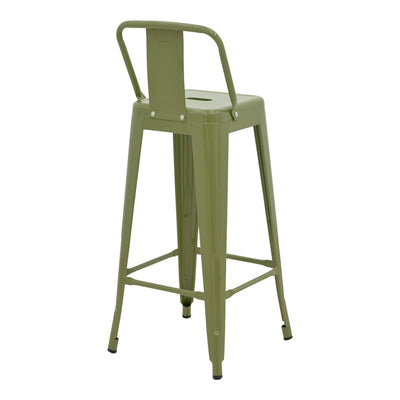 Scaun bar cu spătar Utopia, metalic, verde măslinie, 42x42x97 cm, detaliu produs