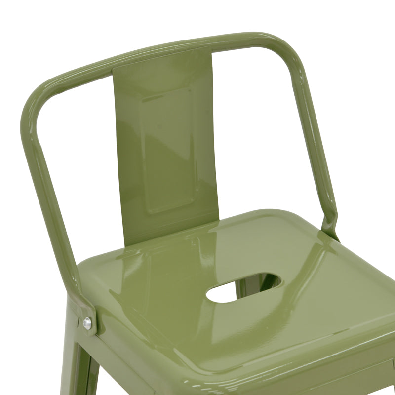 Scaun bar cu spătar Utopia, verde măslinie, metalic, 42x42x97 cm