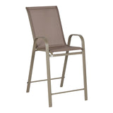Scaun de bar mediu Calan, metal si textilena, Gri inchis - Maro inchis - Maro deschis, 55x70x114 cm - Scaun de bar mediu Calan, metal si textilena, Gri inchis - Maro inchis - Maro deschis, 55x70x114 cm