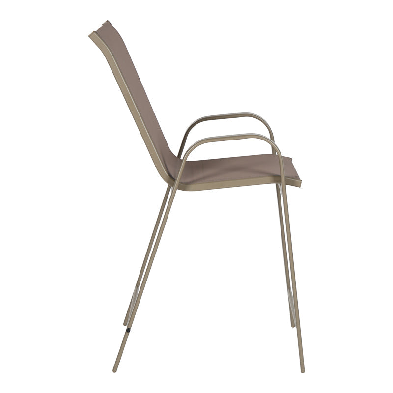 Scaun de bar mediu Calan, metal si textilena, Gri inchis - Maro inchis - Maro deschis, 55x70x114 cm - Maro deschis