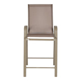 Scaun de bar mediu Calan, metal si textilena, Gri inchis - Maro inchis - Maro deschis, 55x70x114 cm - Maro deschis