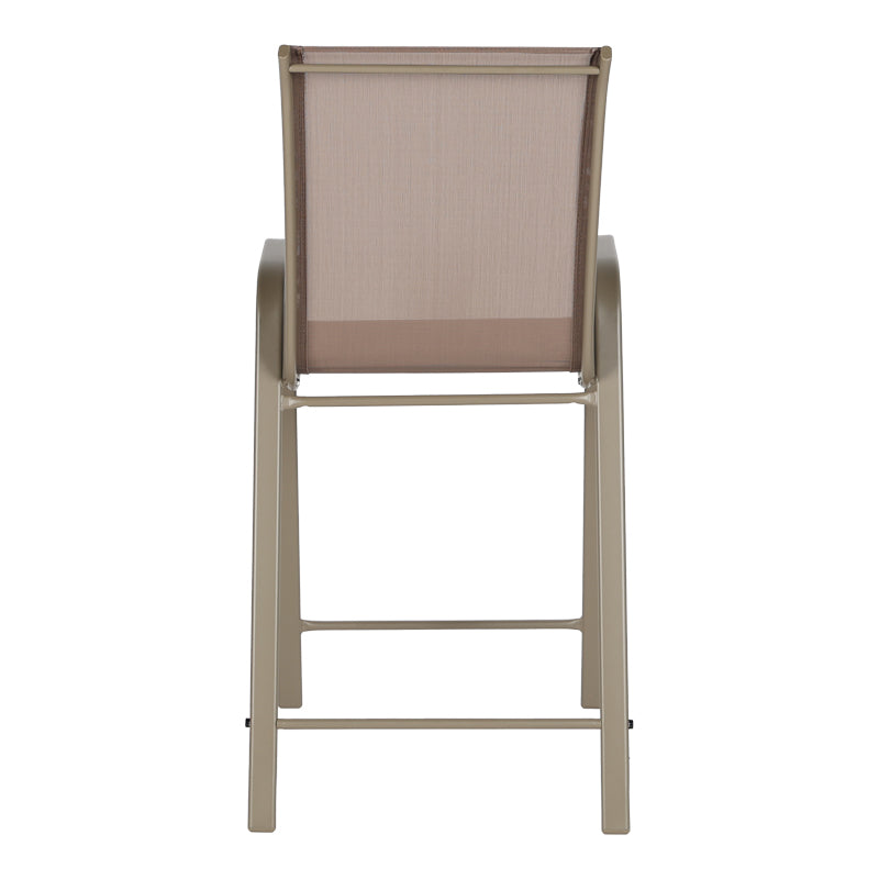 Scaun de bar mediu Calan, metal si textilena, Gri inchis - Maro inchis - Maro deschis, 55x70x114 cm - Maro deschis