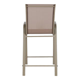 Scaun de bar mediu Calan, metal si textilena, Gri inchis - Maro inchis - Maro deschis, 55x70x114 cm - Maro deschis