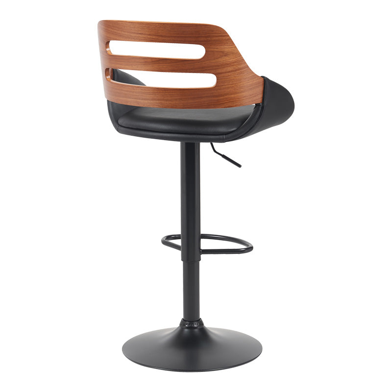 Scaun de bar Fern, PU, lemn si metal, 50x49x89-110 cm - Negru