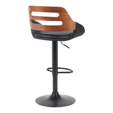 Scaun de bar Fern, PU, lemn si metal, 50x49x89-110 cm - Negru