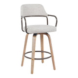 Scaun bar rotativ Tertia, Metal-lemn și, Bej - maro, 54x52x98 cm