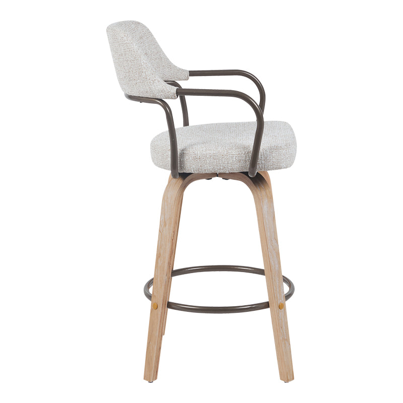 Scaun bar rotativ Tertia, Metal-lemn și, Bej - maro, 54x52x98 cm