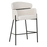 Scaun de bar Tolerse, stofa si metal, 55x60x97 cm - Bej