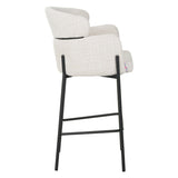 Scaun de bar Tolerse, stofa si metal, 55x60x97 cm - Bej