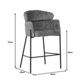 Scaun de bar Tolerse, stofa si metal, 55x60x97 cm - Bej