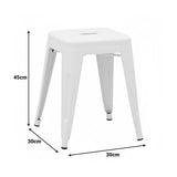 Taburet Utopia metal, mat, Diverse culori, 30x45x30 cm - Alb