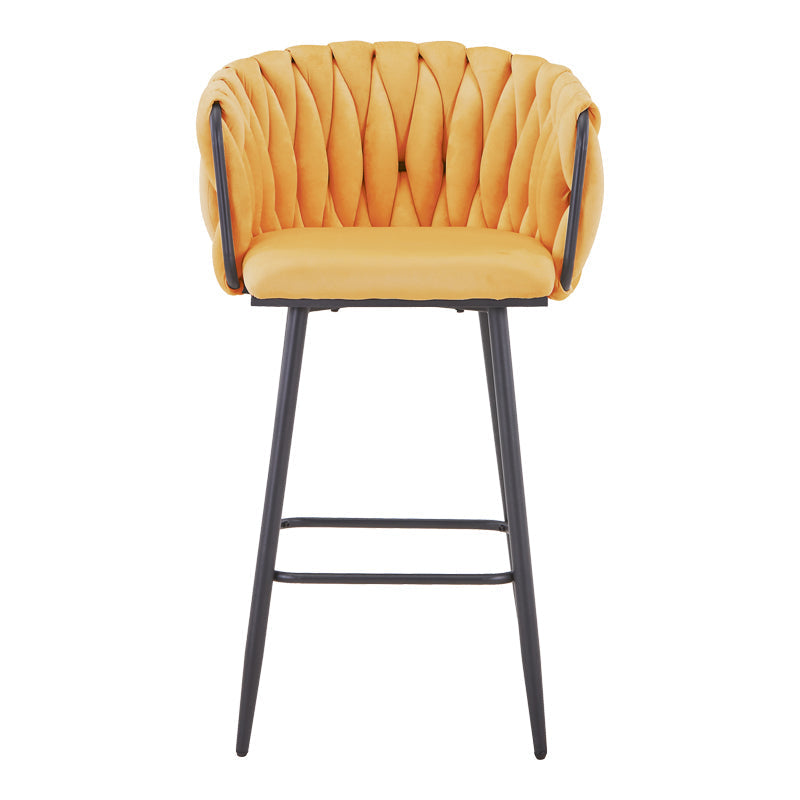 Scaun de bar Vivian, catifea si metal, 57x50x100 cm - Galben
