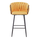 Scaun de bar Vivian, catifea si metal, 57x50x100 cm - Galben