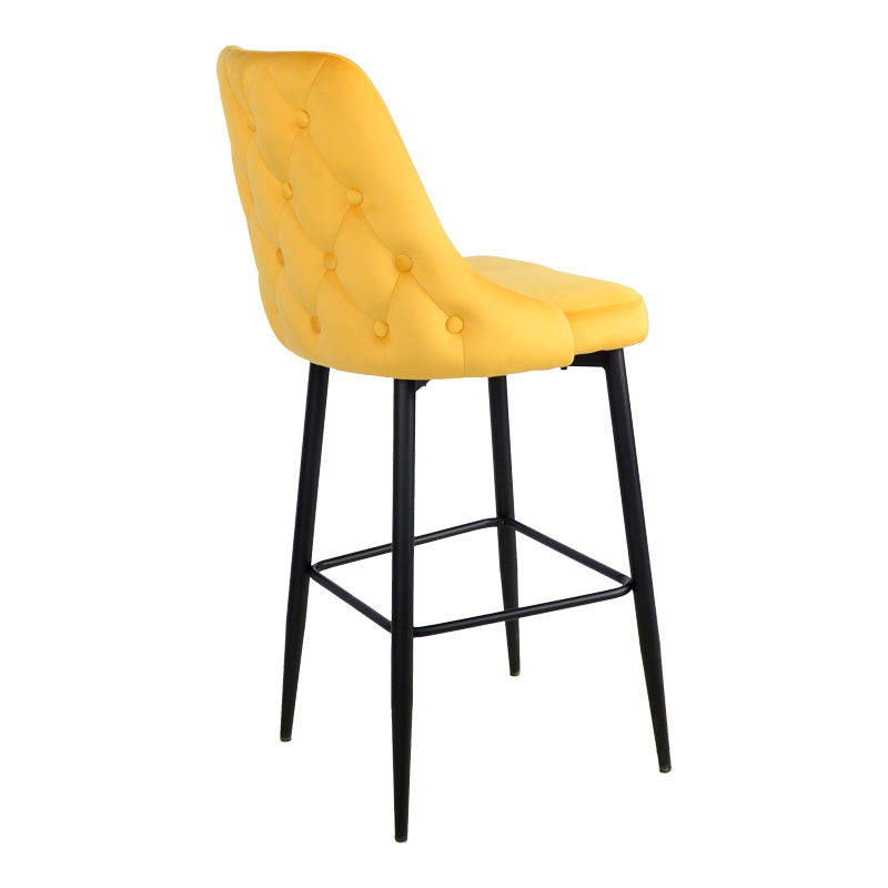 Scaun de bar Zedna, catifea si metal, 52x57x111 cm - Galben