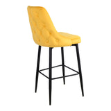 Scaun de bar Zedna, catifea si metal, 52x57x111 cm - Galben