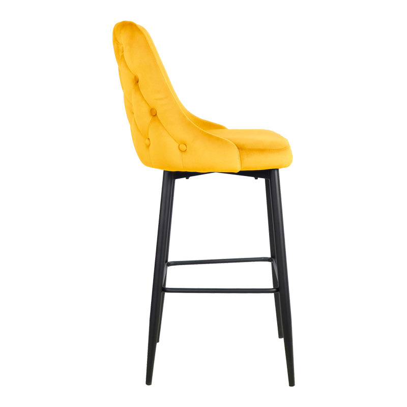 Scaun de bar Zedna, catifea si metal, 52x57x111 cm - Galben