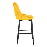 Scaun de bar Zedna, catifea si metal, 52x57x111 cm - Galben