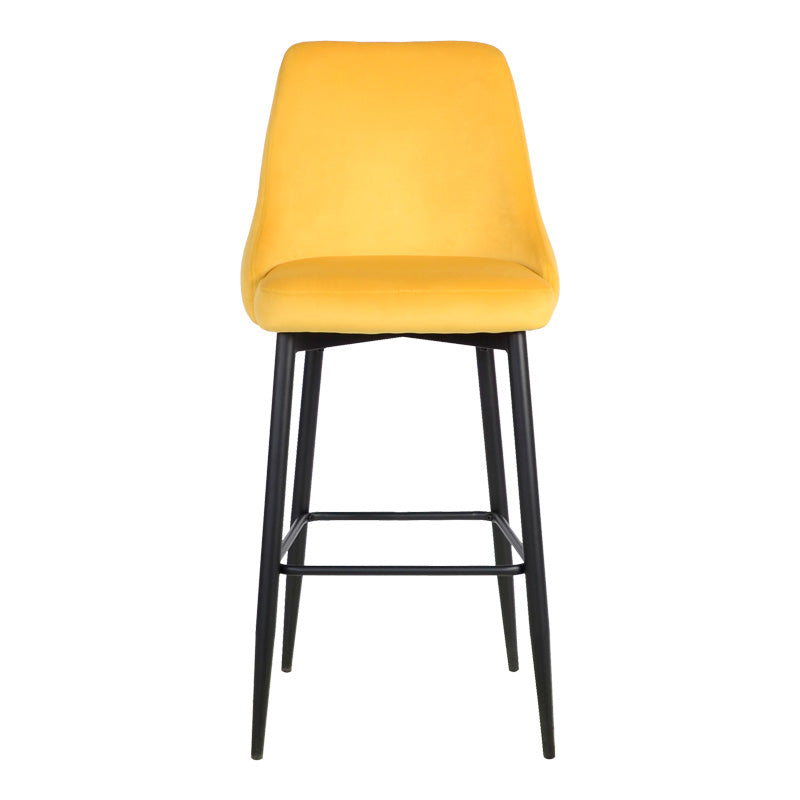 Scaun de bar Zedna, catifea si metal, 52x57x111 cm - Galben
