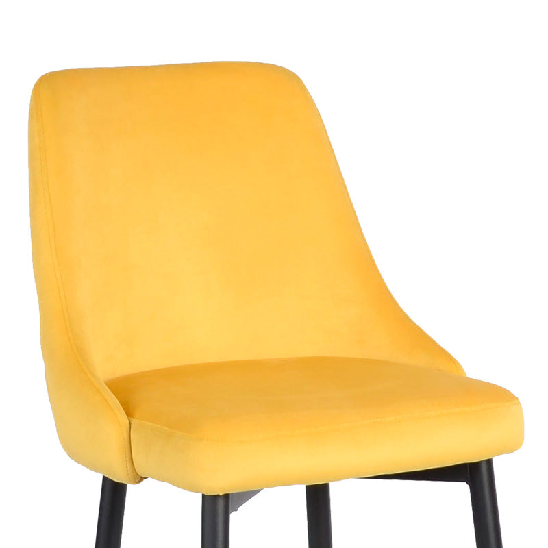 Scaun de bar Zedna, catifea si metal, 52x57x111 cm - Galben