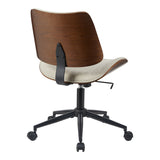 Scaun birou Amani cu ergonomie, Lemn, Nuc & Bej, 52x54x90 cm - Bej