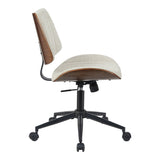 Scaun birou Amani cu ergonomie, Lemn, Nuc & Bej, 52x54x90 cm - Bej