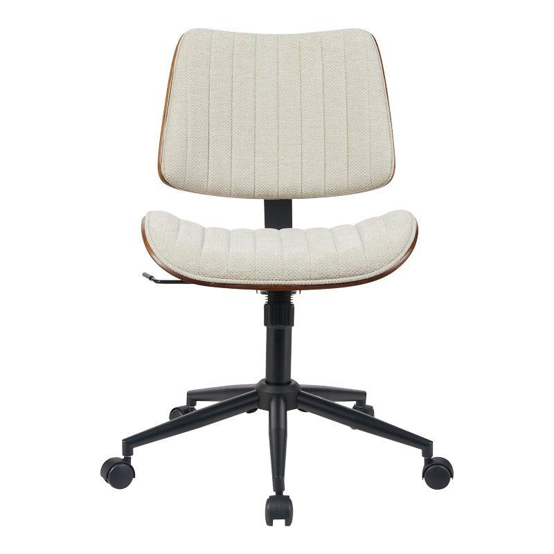 Scaun birou Amani cu ergonomie, Lemn, Nuc & Bej, 52x54x90 cm - Bej