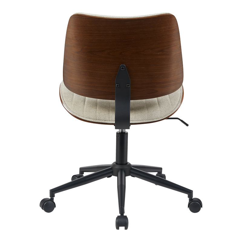 Scaun birou Amani cu ergonomie, Lemn, Nuc & Bej, 52x54x90 cm - Bej