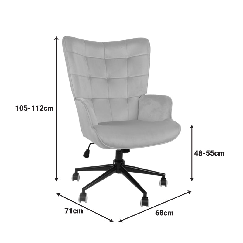 Scaun de birou directorial Lobima, catifea, 68x71x112 cm - Roz