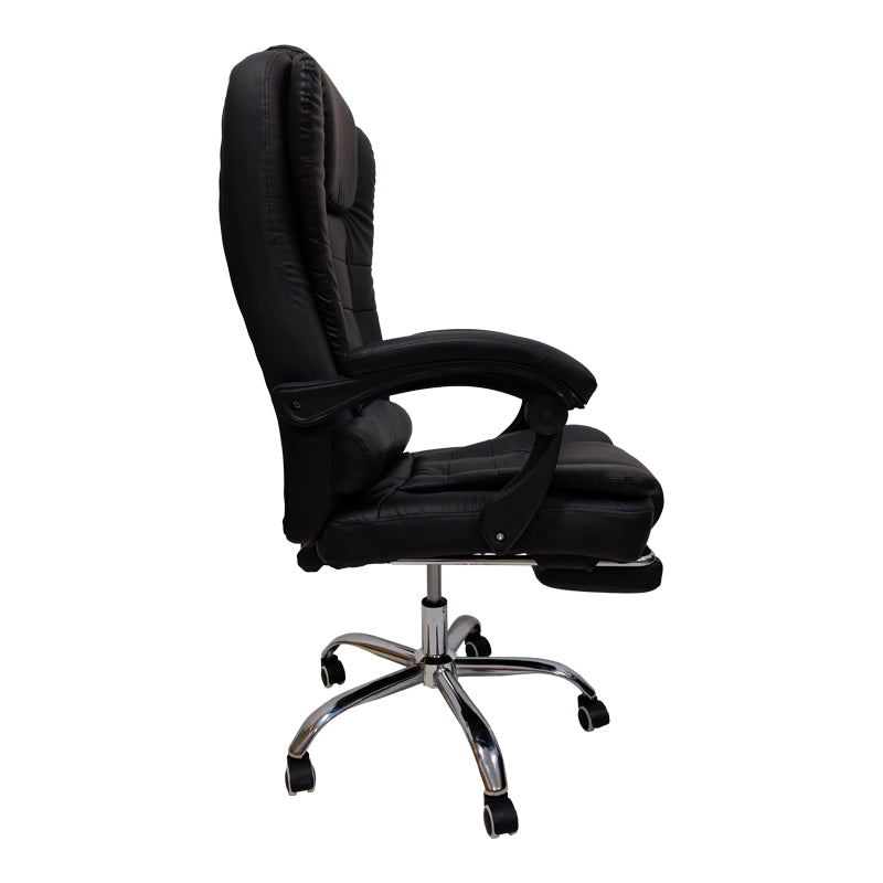 Scaun birou ergonomic cu suport picioare Worko, Piele ecologică, Negru, 66x62x113-121 cm