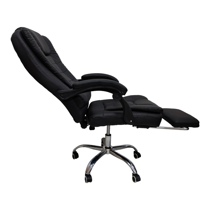 Scaun birou ergonomic cu suport picioare Worko, Piele ecologică, Negru, 66x62x113-121 cm