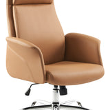 Scaun de birou managerial Derjio, piele PU, 68x66x115 cm - Maro