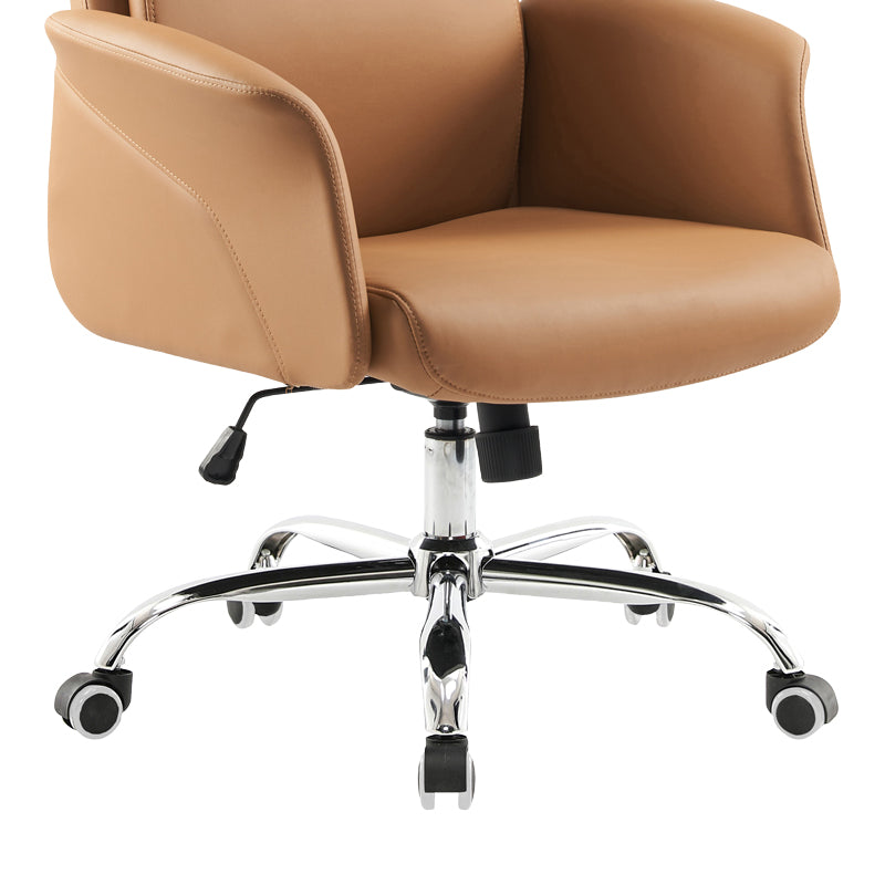 Scaun de birou managerial Derjio, piele PU, 68x66x115 cm - Maro