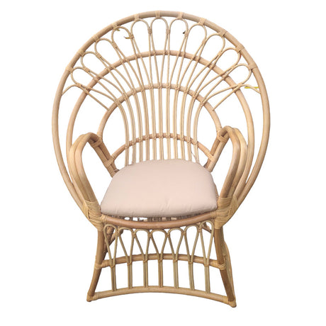 Scaun Boloni cu perna bej-ratan, Natural, 100x67x120 cm